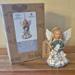 Jim Shore White Woodland 2021 Christmas Angel Ornament